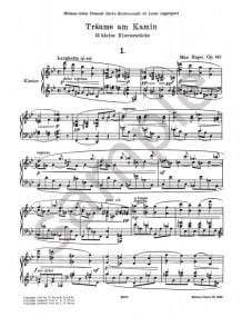 Reger: Dreaming At the Fireside Opus 143 for Piano published by Peters
