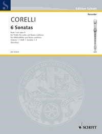 Corelli: 6 Sonatas from Opus 5 Volume 1 for Treble Recorder published by Schott