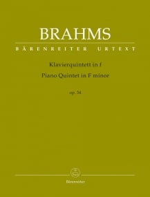 Brahms: Piano Quintet in F minor Opus 34 published by Barenreiter