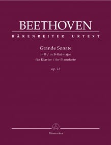 Beethoven: Grande Sonate in Bb Major Opus 22 for Piano published by Barenreiter
