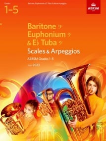 ABRSM Scales Grade 1 - 5 Baritone, Euphonium, Eb Tuba (Bass clef) - from 2023