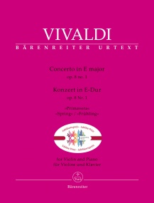 Vivaldi: The Seasons Opus 8 No 1 in E (Spring) for Violin published by Barenreiter