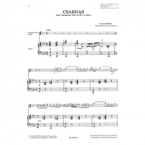 Monti: Czardas for Alto Saxophone published by Lemoine