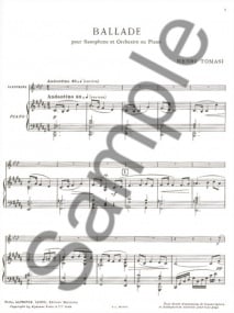 Tomasi: Ballade for Alto Saxophone published by Leduc