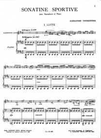 Tchrepnin: Sonatine sportive for Alto Saxophone published by Leduc