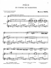 Ravel: Piece En Forme De Habanera for Cello published by Leduc