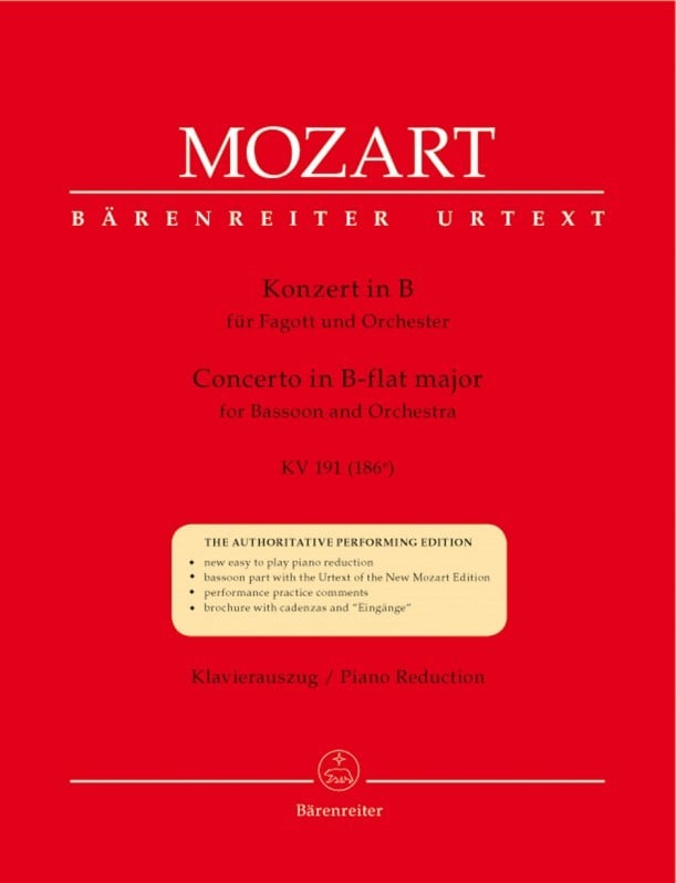 Mozart: Concerto in Bb KV191 for Bassoon published by Barenreiter