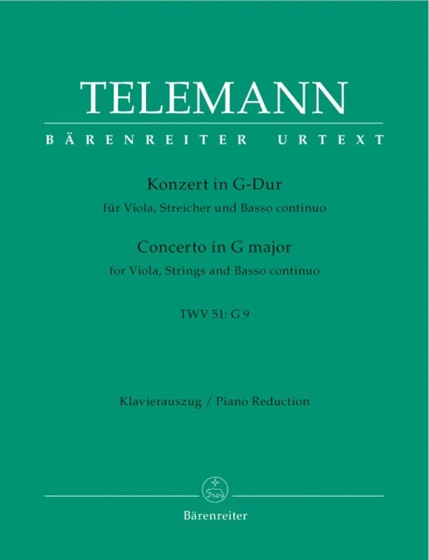 Telemann: Concerto in G TWV51:G9 for Viola published by Barenreiter