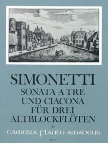 Simonetti: Sonata a tre et Ciacona for 3 Treble Recorders published by Amadeus