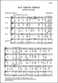 Byrd: Ave verum corpus (All hail true body) SATB published by Stainer & Bell