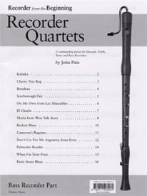 Recorder from the Beginning Quartets: Bass Recorder Part published by Chester