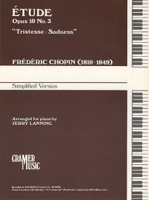 Chopin: Etude Opus 10 No 3 ''Tristesse'' for Piano published by Cramer (Simplified Edition)