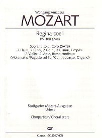 Mozart: Regina Coeli in C KV108 - Choral Score published by Carus Verlag