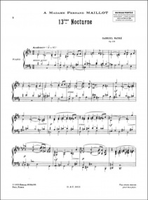 Faure: Nocturne No 13 in B minor Opus 119 for Piano published by Durand