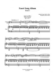Faure: Song Album Book 1 for Clarinet published by Dohr
