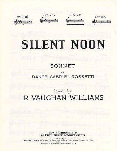 Vaughan-Williams: Silent Noon Key F published by Edwin Ashdown