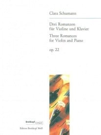 Schumann: 3 Romances Opus 22 for Violin published by Breitkopf