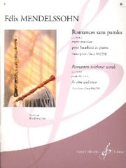 Mendelssohn: Romances Sans Paroles Opus 85/102 6 for Oboe published by Billaudot