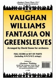 Vaughan Williams: Fantasia On Greensleeves (Stone) Orchestral Set published by Goodmusic