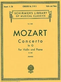 Mozart: Concerto in G No 3 KV216 for Violin published by Schirmer