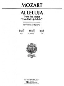 Mozart: Alleluia From Exsultate Jubilate in Eb (Medium) published by Schirmer