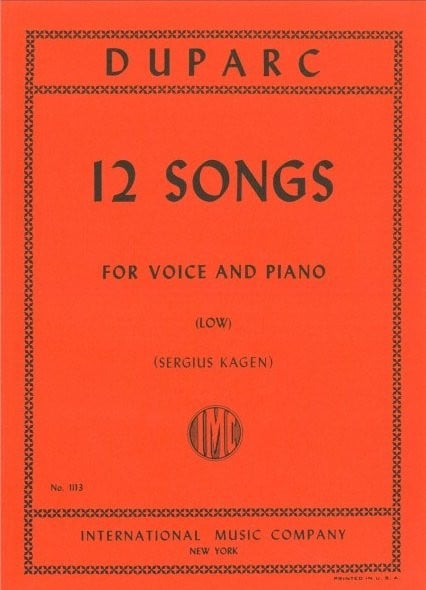 Duparc: Twelve Songs for Low Voice published by IMC