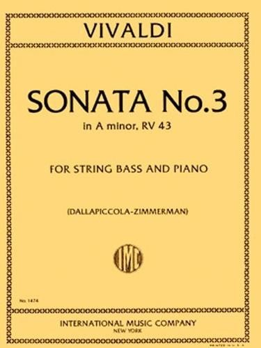Vivaldi: Sonata No.3 in A minor (RV43) for Double Bass published by IMC