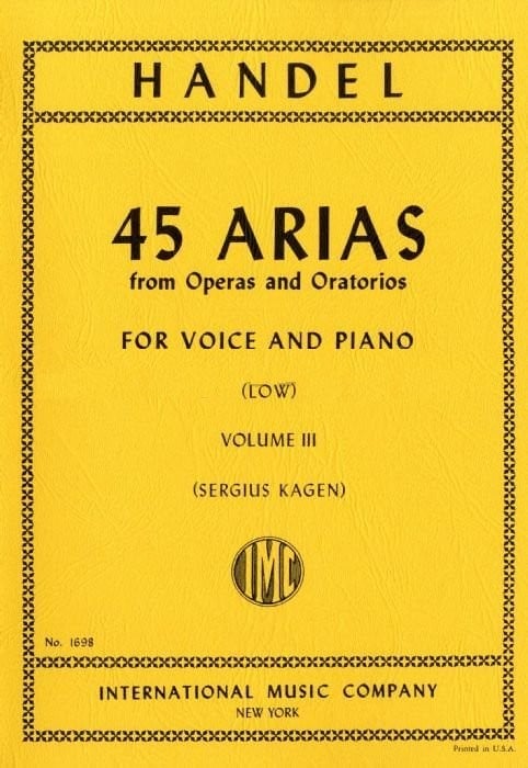 Handel: 45 Arias Volume 3 Low Voice published by IMC
