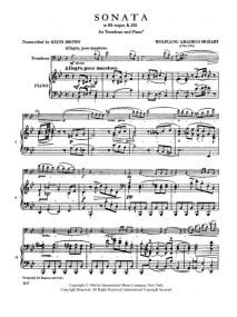 Mozart: Sonata Bb Major K292 for Trombone published by IMC