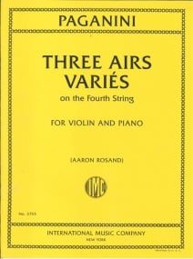 Paganini: Three Airs Varies on the Fourth String for Violin published by IMC