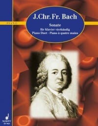 J C F Bach: Sonata in D for Piano Duet published by Schott