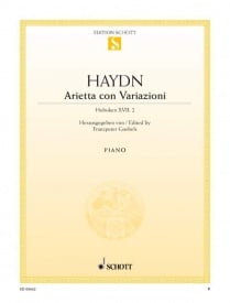Haydn: Aria with variations Hob. XVII:2 for Piano published by Schott