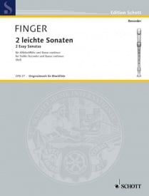 Finger: 2 Easy Sonatas for Treble Recorder published by Schott