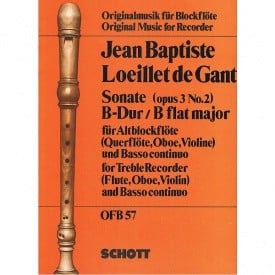 Loeillet: Sonata in Bb Opus 3 No.2 for Flute published by Schott