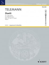Telemann: Duet in B for 2 Treble Recorders published by Schott