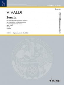 Vivaldi: Sonata in G minor Opus 13a/6 RV58 for Treble Recorder published by Schott