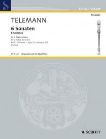 Telemann: Six Duets Opus 2 Volume 1 for Treble Recorders published by Schott