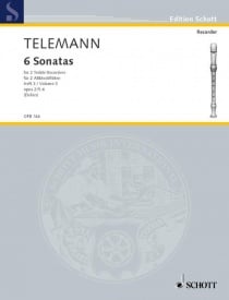 Telemann: Six Duets Opus 2 Volume 3 for Treble Recorders published by Schott