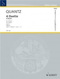 Quantz: 6 Duets Opus 2 Volume 1 for flutes published by Schott