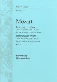 Mozart: Freimaurerkantate  (K623) published by Breitkopf - Vocal Score