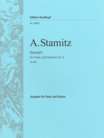 Stamitz: Concerto No 3 in G for Viola published by Breitkopf and Hartel