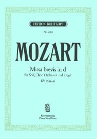 Mozart: Missa Brevis in D Minor K65 published by Breitkopf - Vocal Score