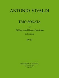 Vivaldi: Trio Sonata in G RV81 for 2 Oboes & Basso Continuo published by Musica Rara