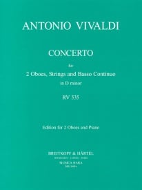 Vivaldi: Concerto for 2 Oboes & Piano RV535 in D minor published by Breitkopf