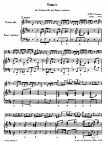 Telemann: Sonata in D TWV 41:D6 for Cello published by Hortus Musicus