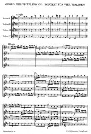 Telemann: Concerto for Four Violins in D (TWV 40: 202) published by Barenreiter