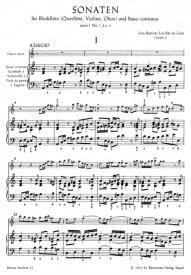 Loeillet: Sonatas Opus 1/1-3 for Treble Recorder published by Hortus