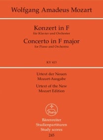 Mozart: Piano Concerto No 11 in F K413 (Study Score) published by Barenreiter