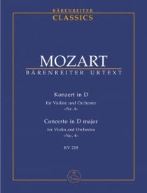 Mozart: Concerto for Violin No. 4 in D K218 (Study Score) published by Barenreiter