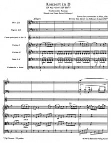 Mozart: Concerto for Horn No. 1 In D K. 386b (Study Score) published by Barenreiter